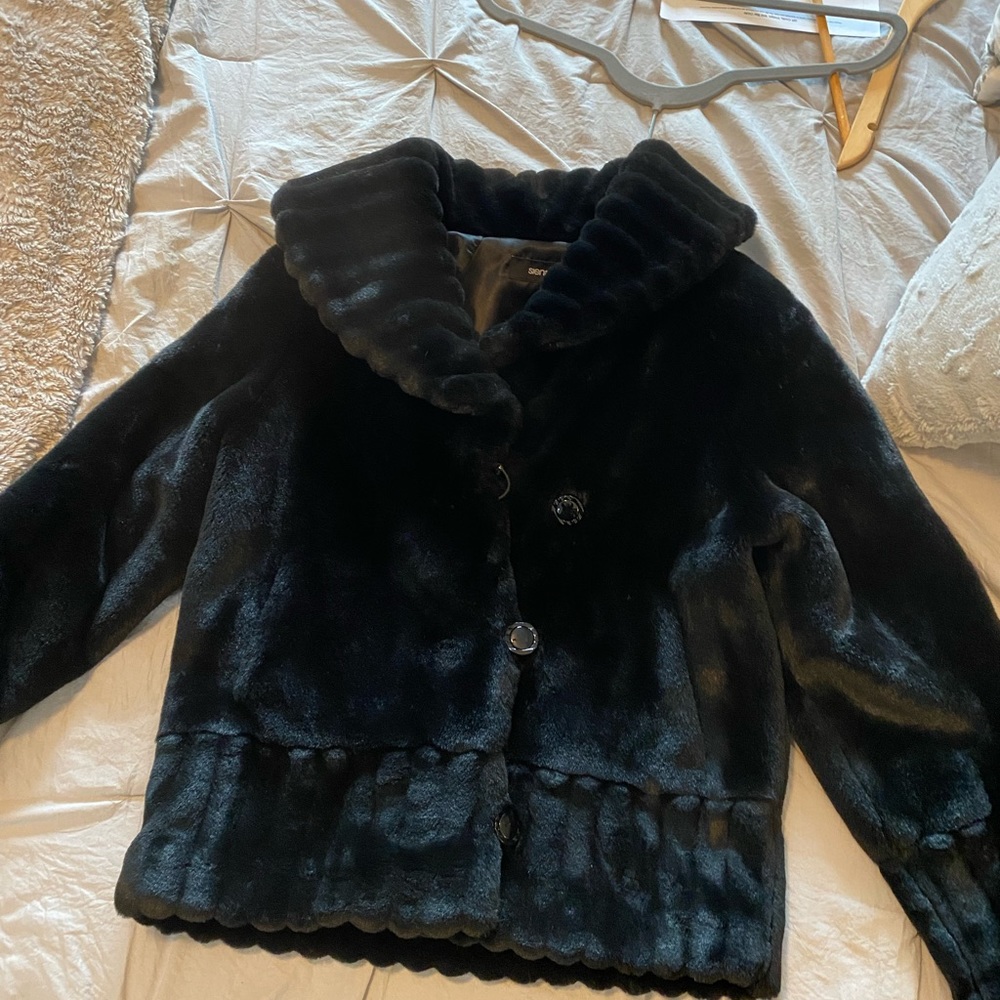Black Faux Fur Evening Jacket/ Coat
